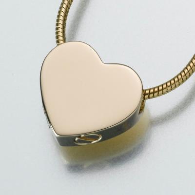 14K gold double chamber heart cremation pendant necklace
